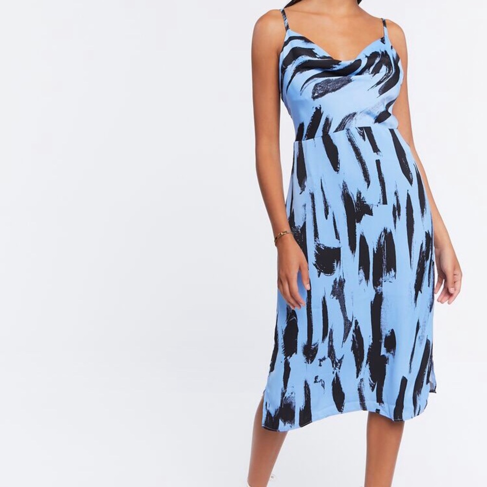 Beautiful brushstroke satin mid dress